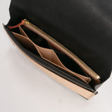 ロングウォレット 長財布 チョコ×ナチュラル×グリーン