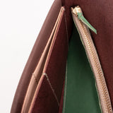 ロングウォレット 長財布 チョコ×ナチュラル×グリーン