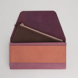 【サンプルセール 20%off 】ロングウォレット 長財布 パープル×テラコッタ×チョコ