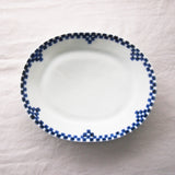 阿部 眞士 染付市松文楕円皿 オーバル皿 市松文 楕円皿