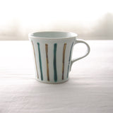 阿部 眞士 色絵十草マグカップ 十草 マグカップ 色絵 民藝 白磁 磁器 フリーハンド