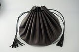 編み紐の巾着バッグL ブラック