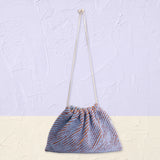 ミネキン 巾着 スラッシュキルト ブルー 肩掛けバッグ