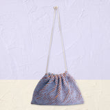 ミネキン 巾着 スラッシュキルト ブルー 肩掛けバッグ