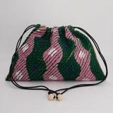 (限定) ギョウザ型巾着 スラッシュキルト グリーン&ピンク