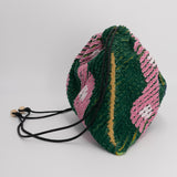 【サンプルセール】ギョウザ型巾着 スラッシュキルト グリーン&ピンク
