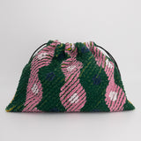 (限定) ギョウザ型巾着 スラッシュキルト グリーン&ピンク
