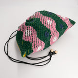 (限定) ギョウザ型巾着 スラッシュキルト グリーン&ピンク