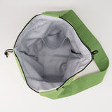 (限定) ワンタン巾着 スラッシュキルト 取っ手付き グリーン&ナチュラル