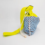 (限定) ワンタン巾着 スラッシュキルト 取っ手付き イエロー&ブルー