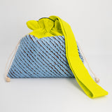 (限定) ワンタン巾着 スラッシュキルト 取っ手付き イエロー&ブルー