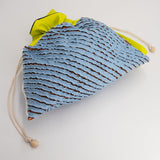 【サンプルセール】 ワンタン巾着 スラッシュキルト 取っ手付き イエロー&ブルー