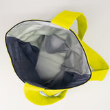 【サンプルセール】 ワンタン巾着 スラッシュキルト 取っ手付き イエロー&ブルー