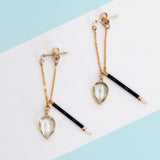 ヴィンテージ&グリーンアメジストチェーンフープ ピアス/イヤリング