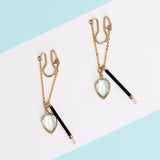 ヴィンテージ&グリーンアメジストチェーンフープ ピアス/イヤリング