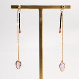 ヴィンテージ&ピンクアメジストナット(ペアシェイプ)ピアス/イヤリング