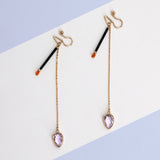 ヴィンテージ&ピンクアメジストナット(ペアシェイプ)ピアス/イヤリング