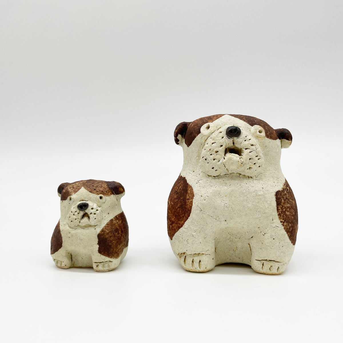 前川幸市 犬 フレンチブルドッグ 置物 陶芸 作家 ボストンテリア 白い